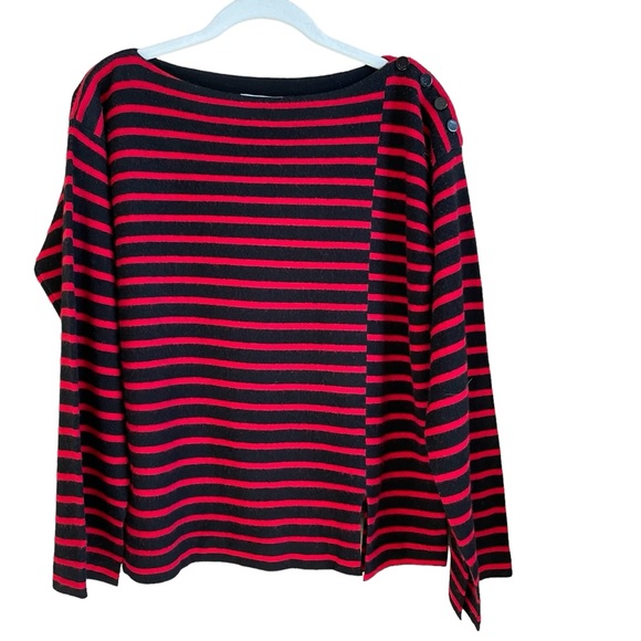 Equipment Sweaters - Equipment Calixe Boatneck 100% Wool Sweater Size Small Stripes Nautical Yacht